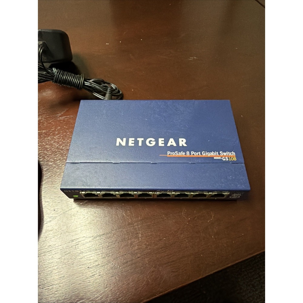 NetGear ProSafe 8 Port Gigabit Switch Model GS108 Gigabit Ethernet Blue
